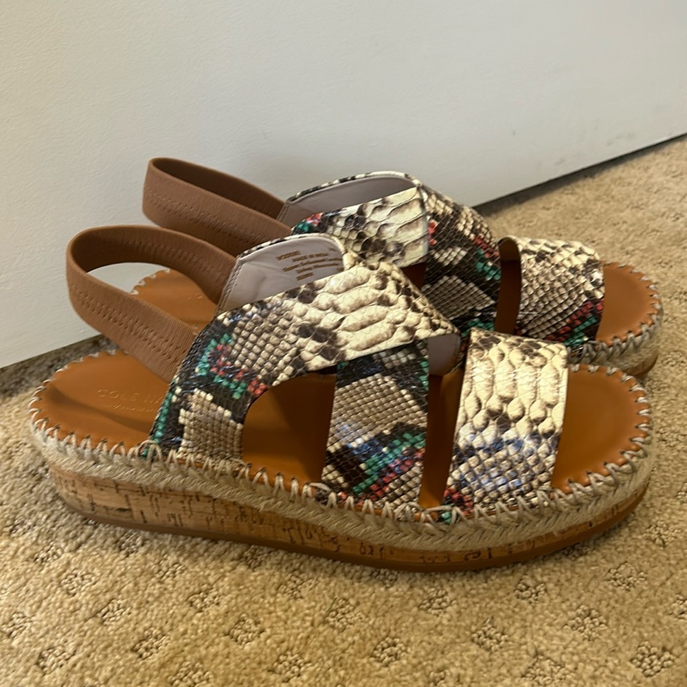 Cole Haan snakeskin pattern espadrille platform